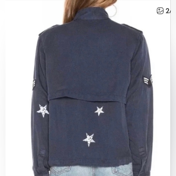 Rails Indigo Linen Military Style Jacket Medium *C7 - Picture 2 of 10